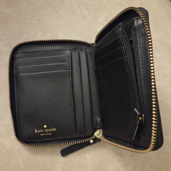 kate spade Handbags - Kate Spade Womens Classic Leather Wallet Black Zip Around Compact Saffiano Gift